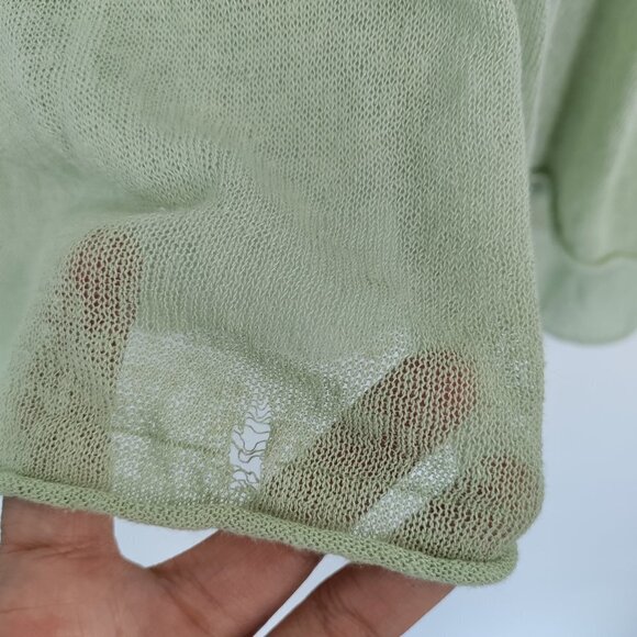 Moth V-Neck Lightweight Knit Sheer Long Sleeve Top Large Women Green - Picture 10 of 11